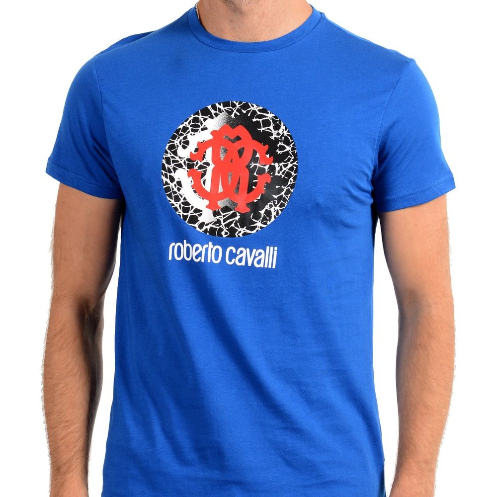 Roberto Cavalli "Beachwear" Men's Blue T-Shirt